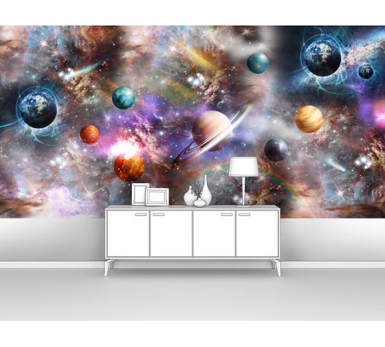 Изображение товара Фотообои космос "Разноцветные планеты в космосе" 400x200 ШxВ ООО Первое ателье pw93903-4