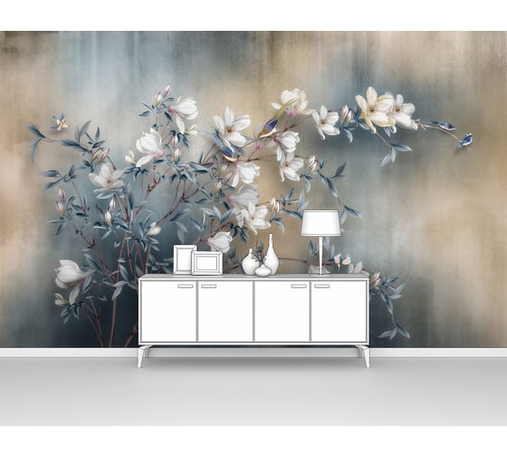 Изображение товара Фотообои лофт "Цветущая ветка на гранжевом фоне" 160x100 ШxВ ООО Первое ателье pw141405-1