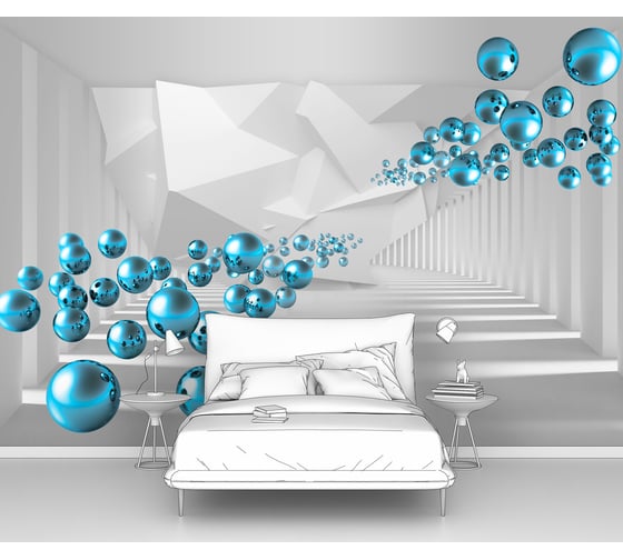 Изображение товара Фотообои 3d абстракции "Голубые шарики в тоннеле" 145x100 ШxВ ООО Первое ателье pw140516-1