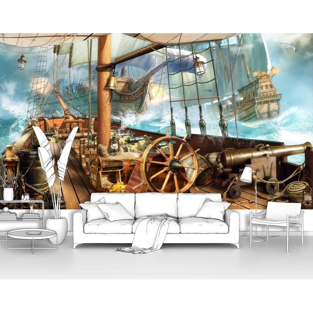 Изображение товара Фотообои Абордаж-Вид с палубы пиратского корабля 400x230 см