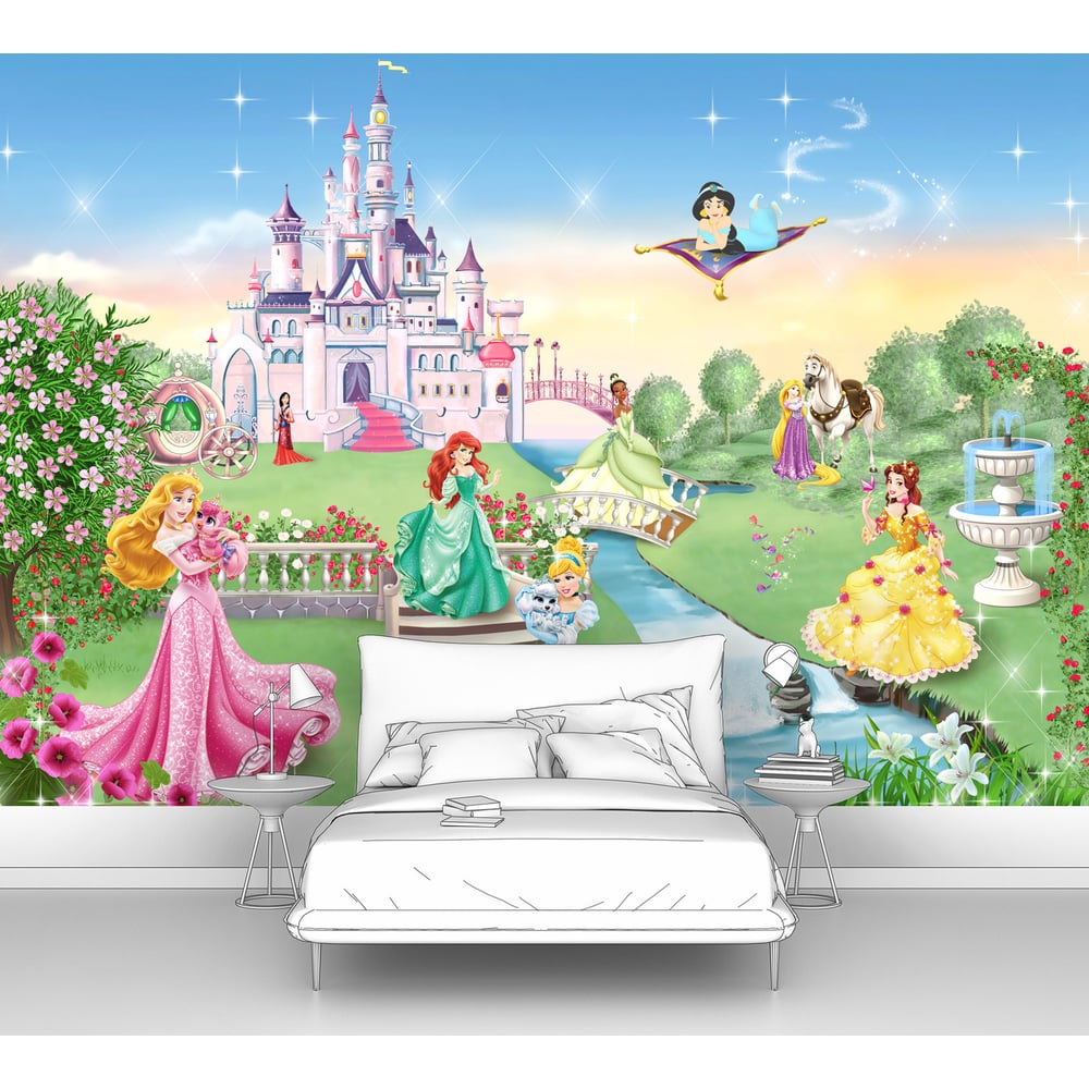 Изображение товара Фотообои для девочки принцессы и замок 200x140 см моющиеся влагостойкие флизелин