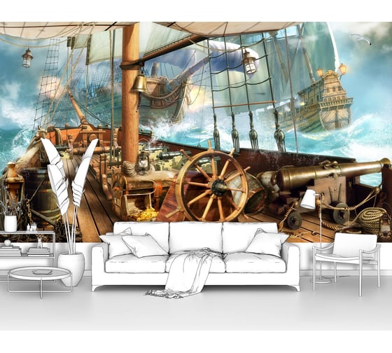 Изображение товара Фотообои "Абордаж-Вид с палубы пиратского корабля" 300x175 ШxВ ООО Первое ателье pw72281-3