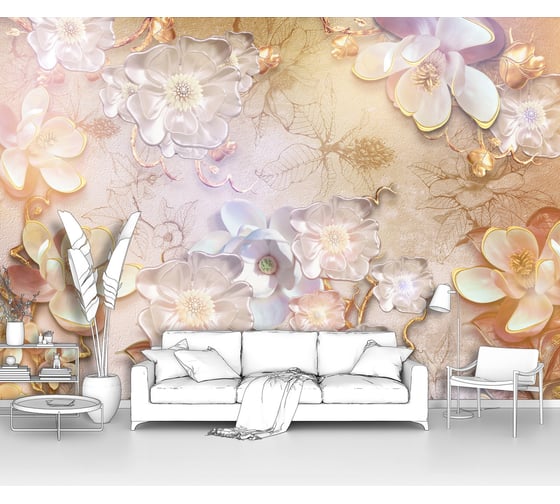 Изображение товара Фотообои 3d абстракции цветы "Объемная цветочная композиция" 300x240 ШxВ ООО Первое ателье pw94775-3