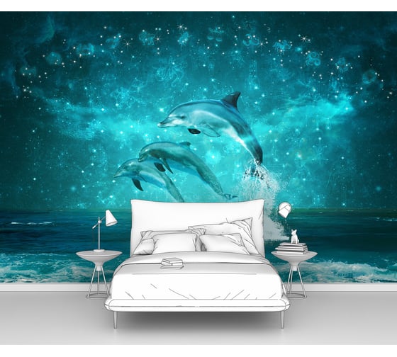 Изображение товара Фотообои "Три дельфина под созвездиями" 300x205 ШxВ ООО Первое ателье pw72270-3