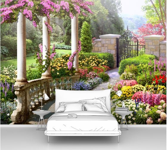 Изображение товара Фотообои "Вход в сад по тропинке с колоннами" 200x150 ШxВ ООО Первое ателье pw140489-2