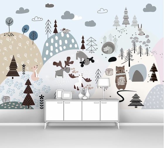 Изображение товара Фотообои "Аппликационный лес с животными" 200x130 ШxВ ООО Первое ателье pw109505-2