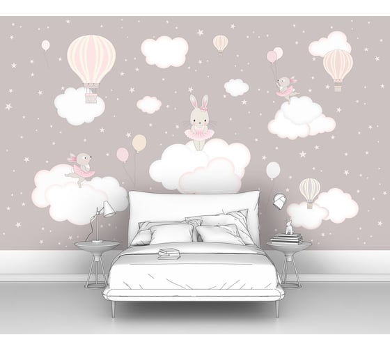 Изображение товара Фотообои "Зайчики на облачках" 300x180 ШxВ ООО Первое ателье pw141463-3