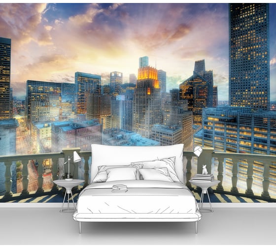 Изображение товара Фотообои "Ночной современный город с террасы" 300x220 ШxВ ООО Первое ателье pw141318-3