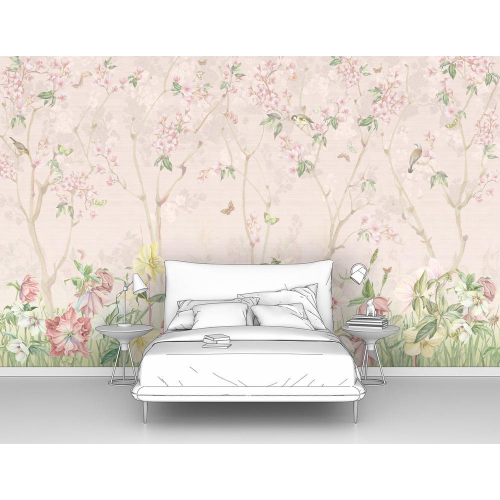 Изображение товара Фотообои Цветочный фон в китайском стиле 160x100 см флизелин винил Влагоустойчивые