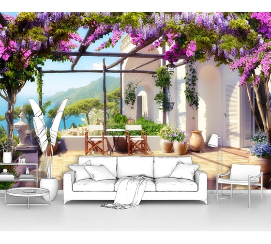 Изображение товара Фотообои "Терраса под цветочной крышей" 155x100 ШxВ ООО Первое ателье pw141258-1