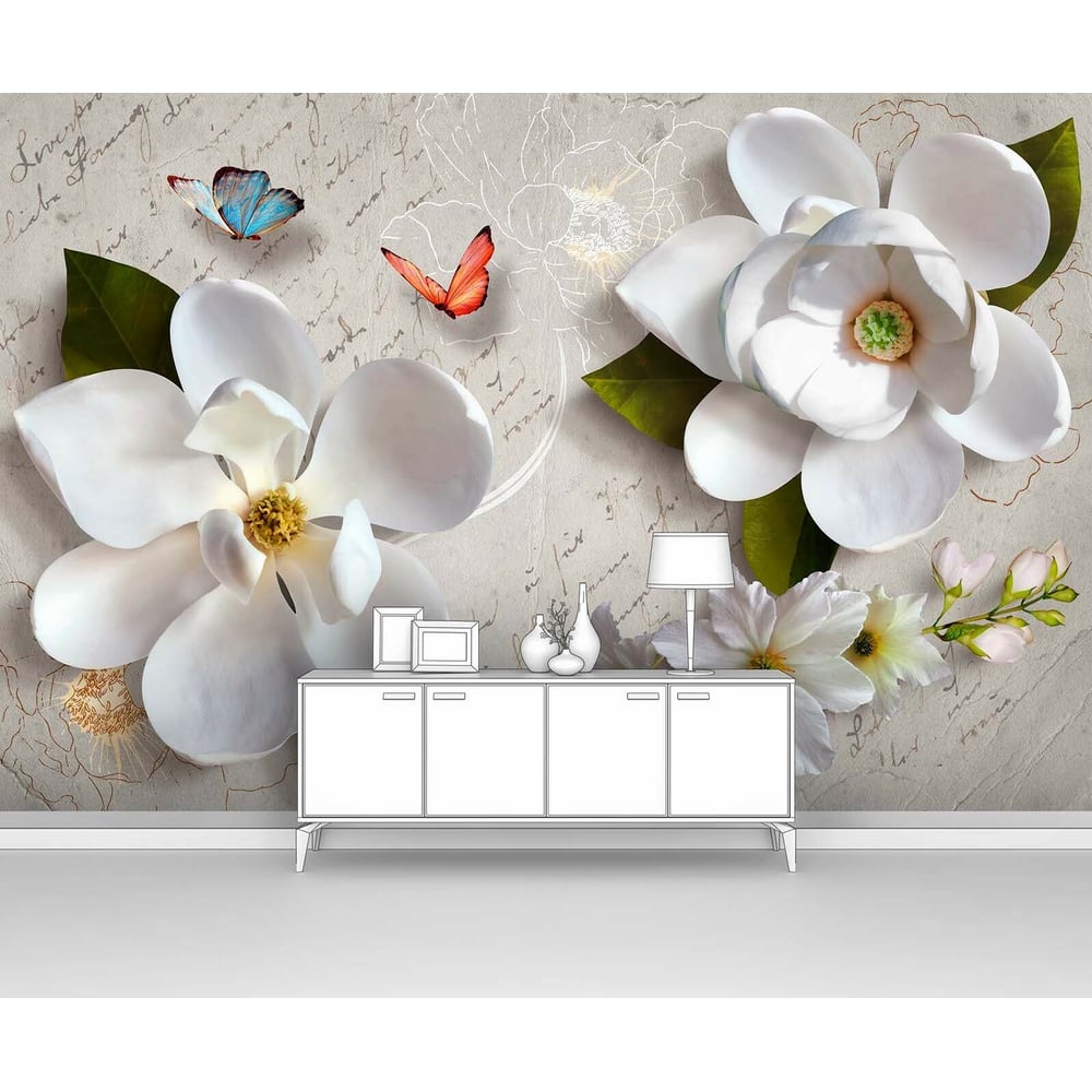 Изображение товара Фотообои с крупными лотосами и кувшинками 200x130 см, виниловые на флизелине