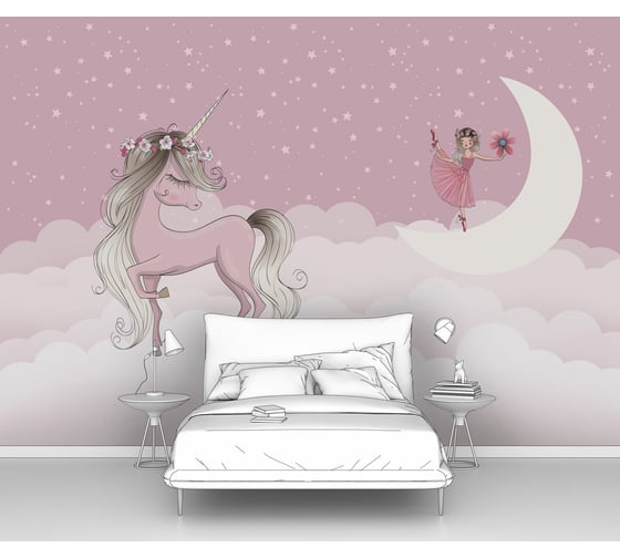 Изображение товара Фотообои "Единорог с девочкой на луне" 200x140 ШxВ ООО Первое ателье pw141482-2