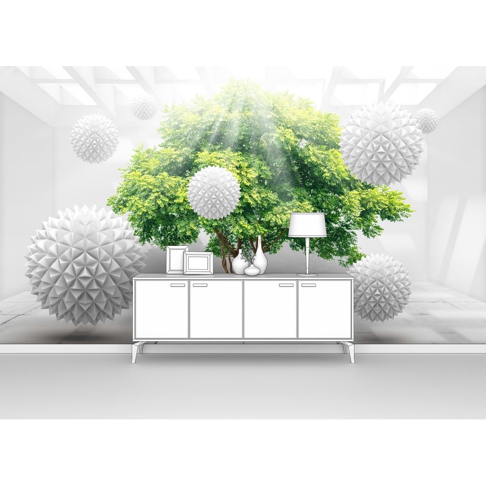 Изображение товара Фотообои 3d абстракции Дерево и шары ежи 200x115 см флизелин винил