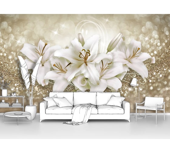 Изображение товара Фотообои цветы "Большие живые лилии на фоне бликов" 200x115 ШxВ ООО Первое ателье pw94408-2