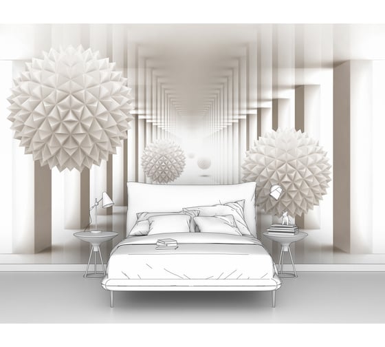 Изображение товара Фотообои 3d абстракции "Шары ежи в тоннеле из колонн" 300x190 ШxВ ООО Первое ателье pw94414-3