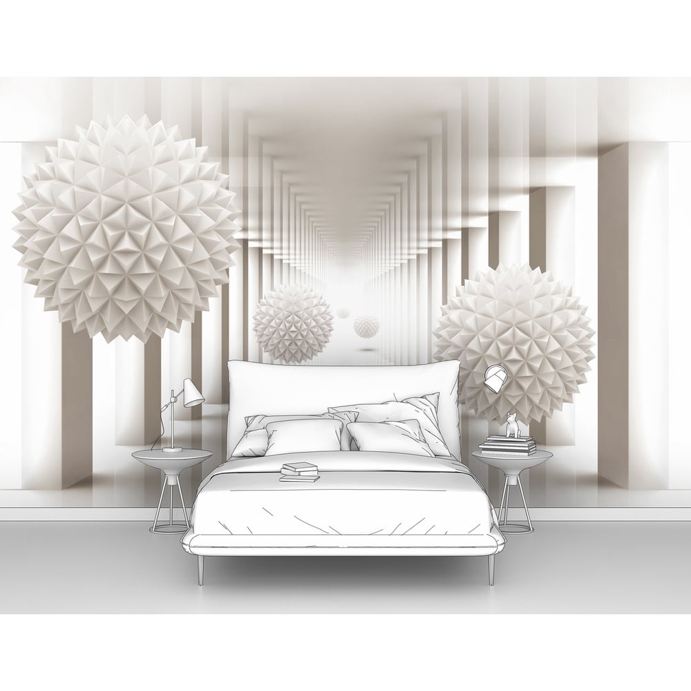 Изображение товара Фотообои 3D абстракции Шары ежи в тоннеле из колонн