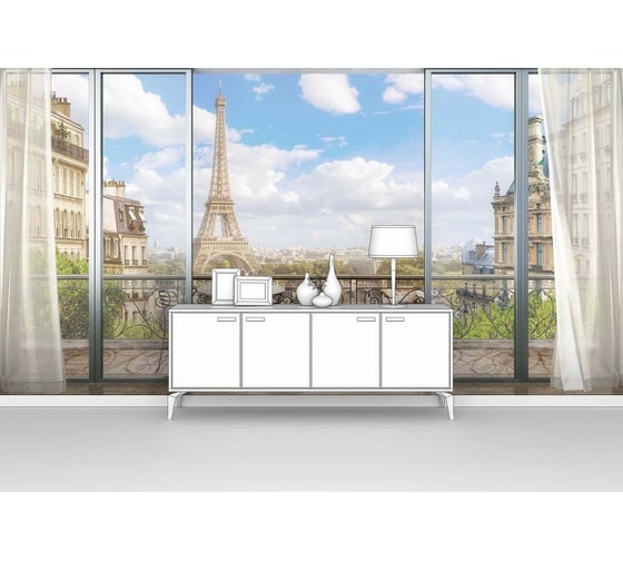 Изображение товара Фотообои ООО Первое ателье окно Париж "Вид на Париж с ажурного балкона" 200x100 ШxВ pw141343-2
