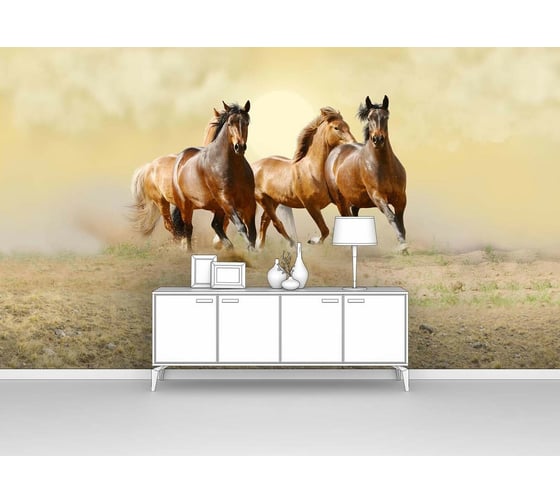 Изображение товара Фотообои животные "Четыре лошади" 200x115 ШxВ ООО Первое ателье pw94034-2