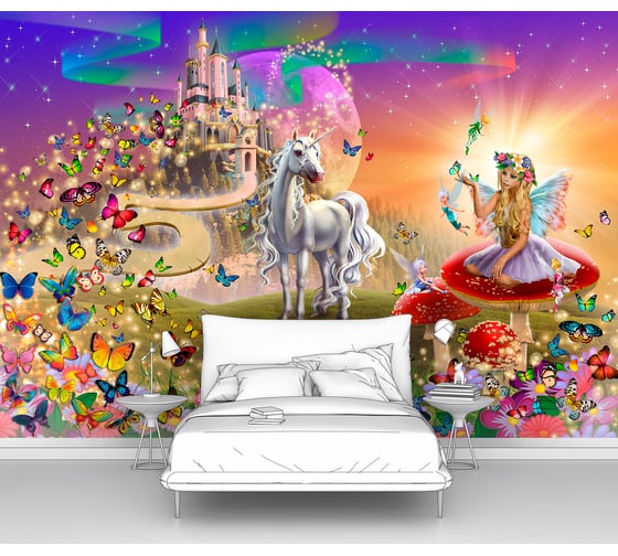 Изображение товара Фотообои "Единорог и эльф у замка" 300x210 ШxВ ООО Первое ателье pw141472-3