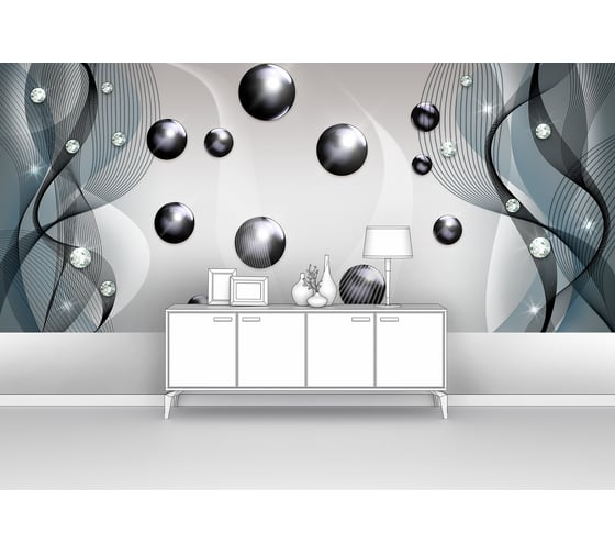 Изображение товара Фотообои 3d абстракции "Шары и ажурные ленты по краям" 300x130 ШxВ ООО Первое ателье pw141410-3