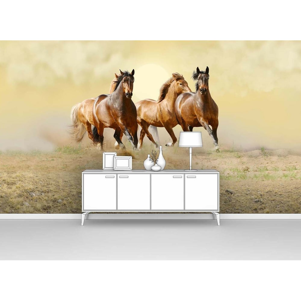 Изображение товара Фотообои животные Четыре лошади 400x230 высокая стойкость и легкий монтаж