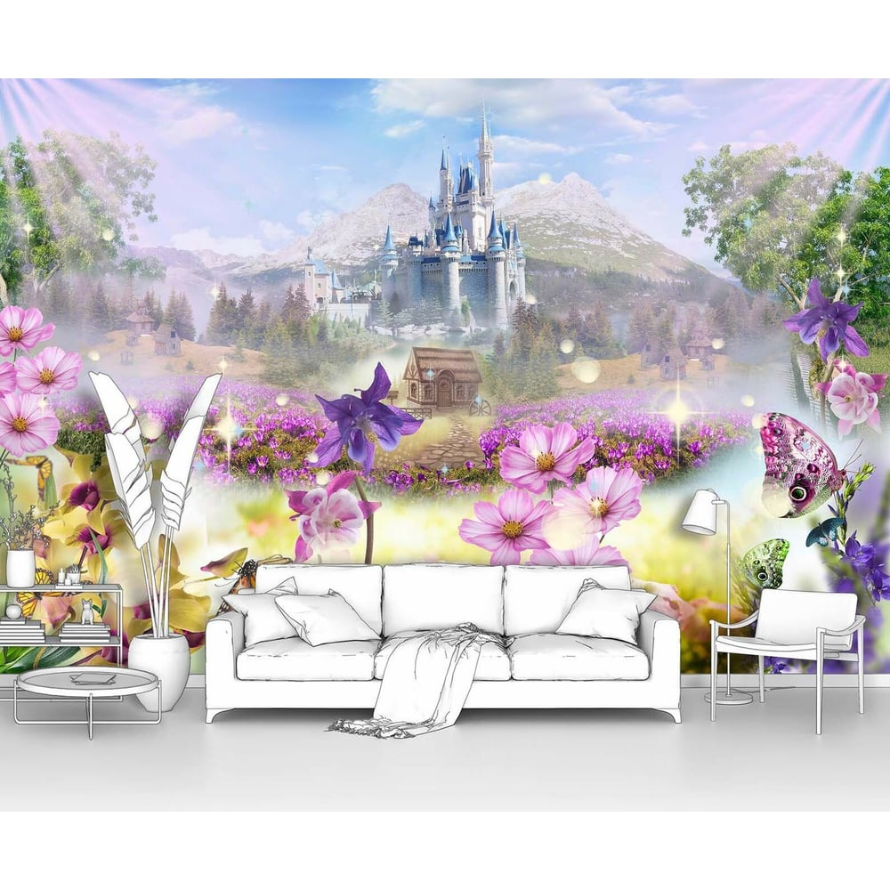 Изображение товара Фотообои Цветочный сад перед замком 150x100 см Первое ателье