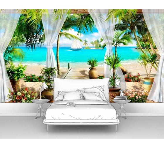 Изображение товара Фотообои море "Открытая терраса на пляже" 200x115 ШxВ ООО Первое ателье pw141250-2