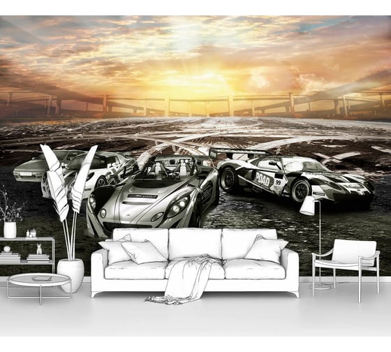 Изображение товара Фотообои машина "Спортивные автомобили на закате" 300x205 ШxВ ООО Первое ателье pw28808-3