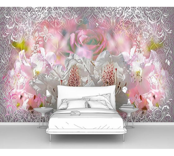 Изображение товара Фотообои абстракции цветы "Абстракция с цветами и узорами" 300x205 ШxВ ООО Первое ателье pw28611-3