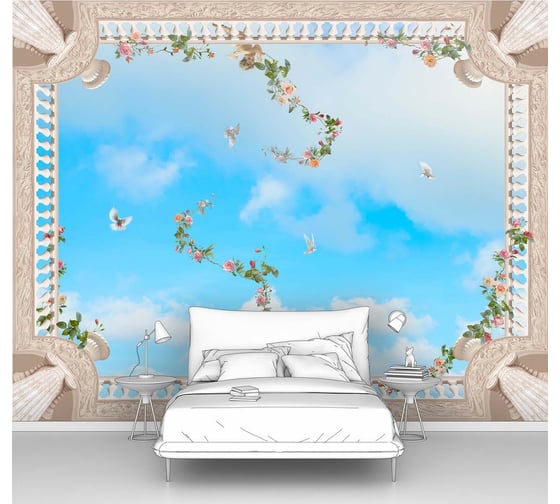 Изображение товара Фотообои птицы "Небо и голуби" 300x240 ШxВ ООО Первое ателье pw72091-3