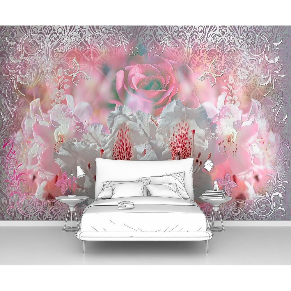 Изображение товара Фотообои абстракции Цветы на абстрактной картине 400x270 мм, флизелин, винил