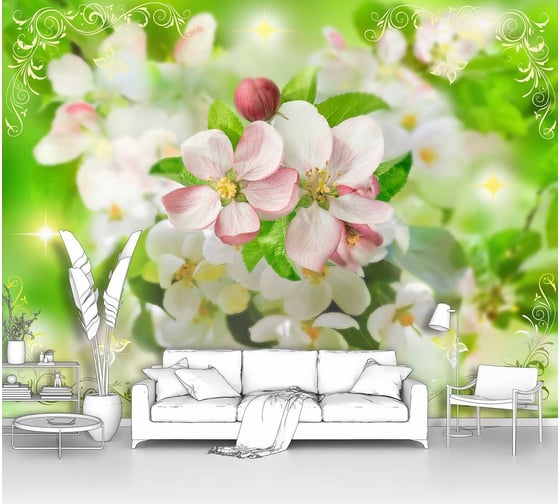 Изображение товара Фотообои "Солнечный день в цветочном саду" 135x100 ШxВ ООО Первое ателье pw28831-1