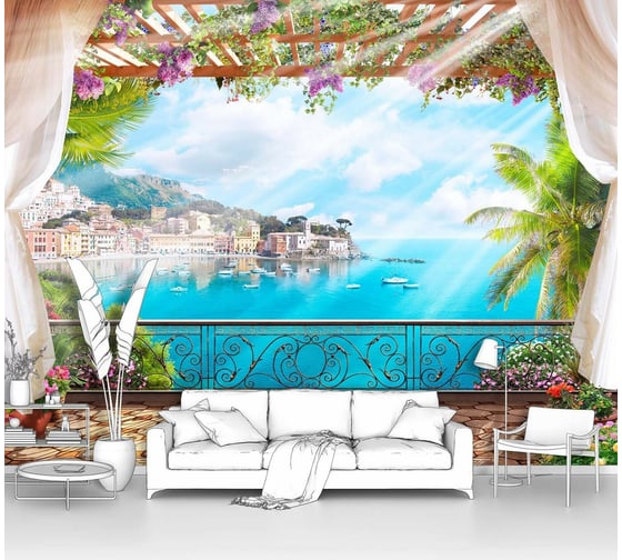 Изображение товара Фотообои море "Балкон на юге" 135x100 ШxВ ООО Первое ателье pw70476-1