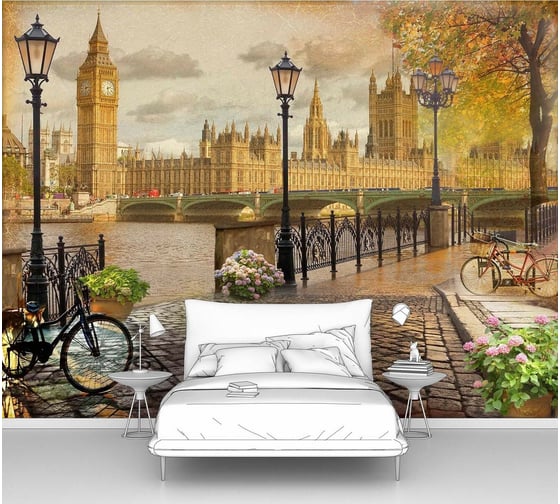 Изображение товара Фотообои город "Вид с набережной на туманный Лондон" 135x100 ШxВ ООО Первое ателье pw28504-1