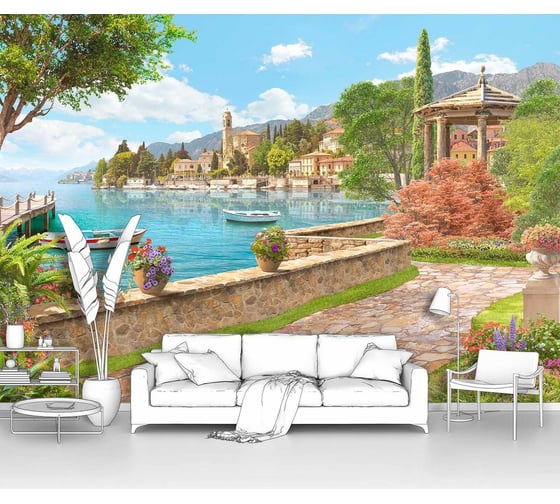 Изображение товара Фотообои море "Южное побережье с лодками" 400x280 ШxВ ООО Первое ателье pw70445-4