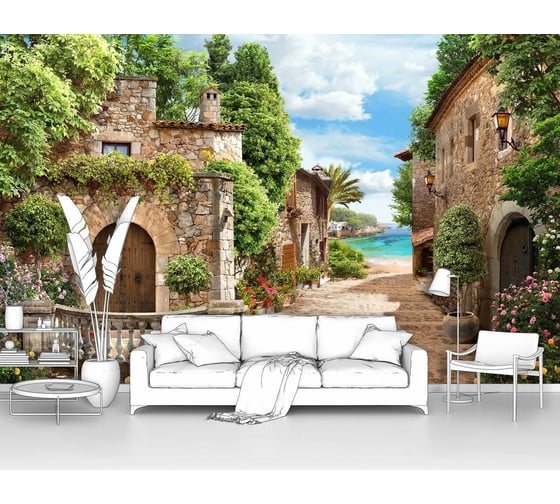 Изображение товара Фотообои город "Улица к морю в старом городе" 300x190 ШxВ ООО Первое ателье pw70472-3