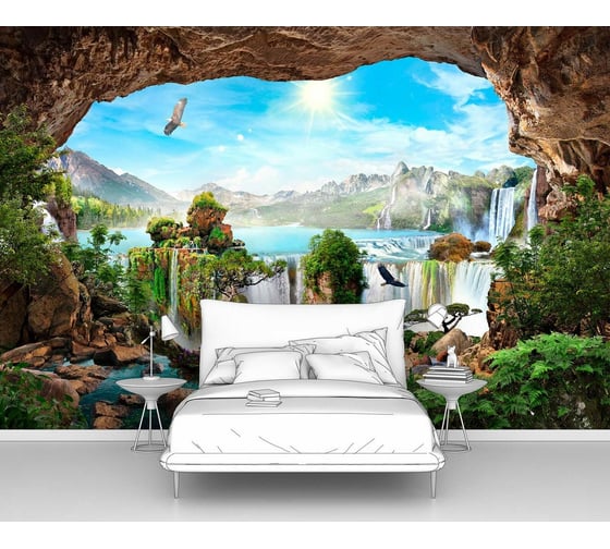 Изображение товара Фотообои природа "Вид из пещеры на каньон с водопадами" 150x100 ШxВ ООО Первое ателье pw94471-1