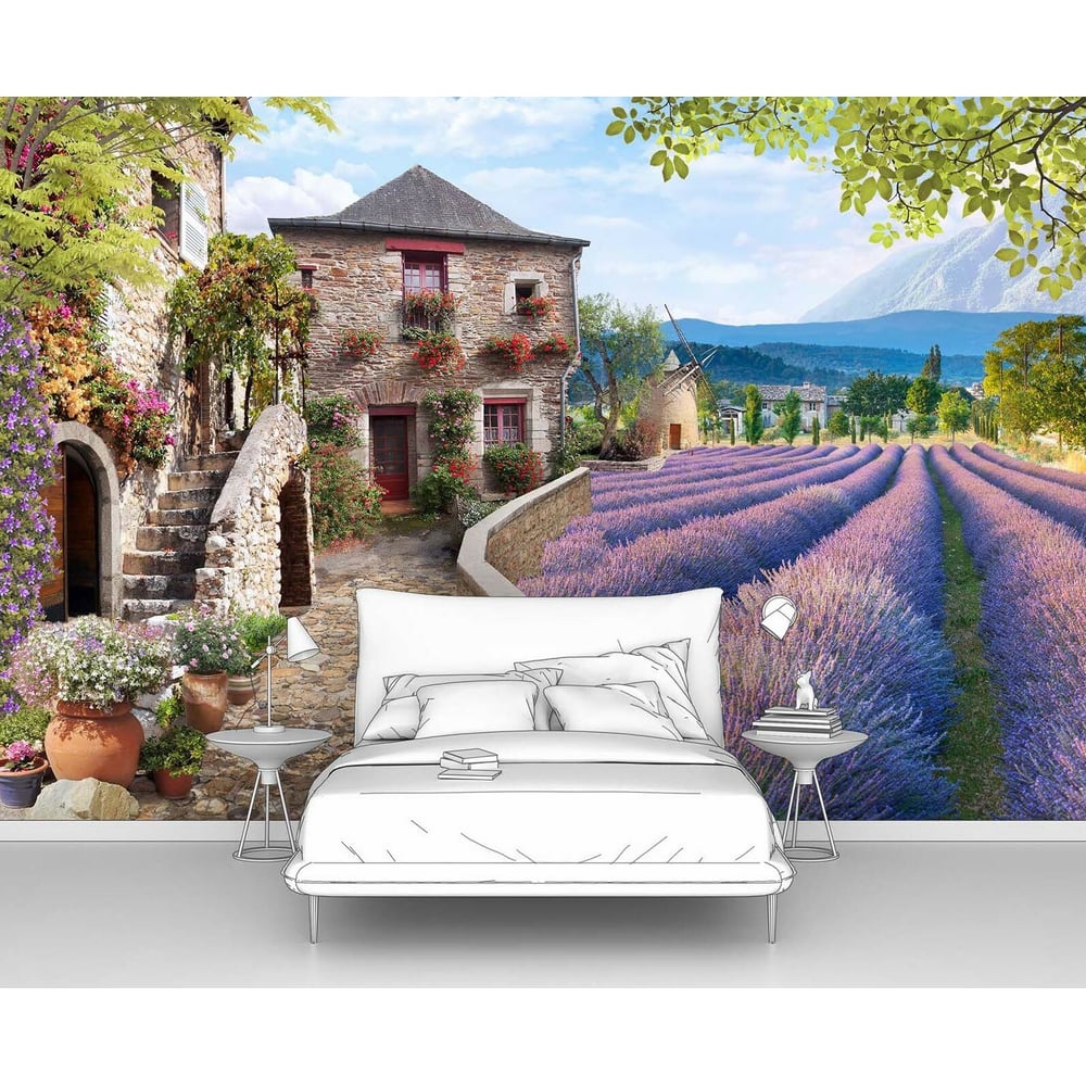 Изображение товара Фотообои Улица рядом с лавандовым полем 400x270 см