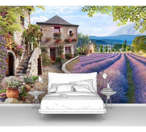 Изображение товара Фотообои "Улица рядом с лавандовым полем" 400x270 ШxВ ООО Первое ателье pw94492-4