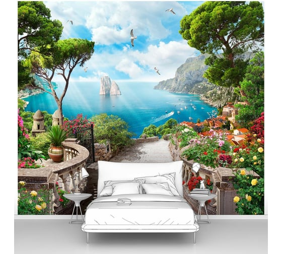 Изображение товара Фотообои горы море "Вид на скалы в заливе" 300x265 ШxВ ООО Первое ателье pw70611-3