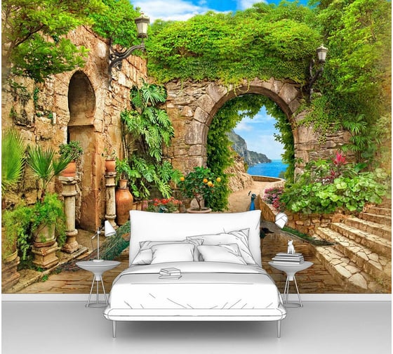 Изображение товара Фотообои город птицы "Павлины на старых улицах" 300x225 ШxВ ООО Первое ателье pw70619-3