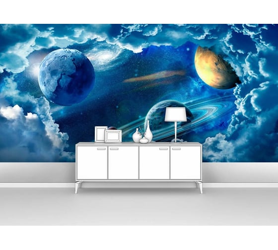 Изображение товара Фотообои космос "Планеты в космических облаках" 300x150 ШxВ ООО Первое ателье pw93906-3