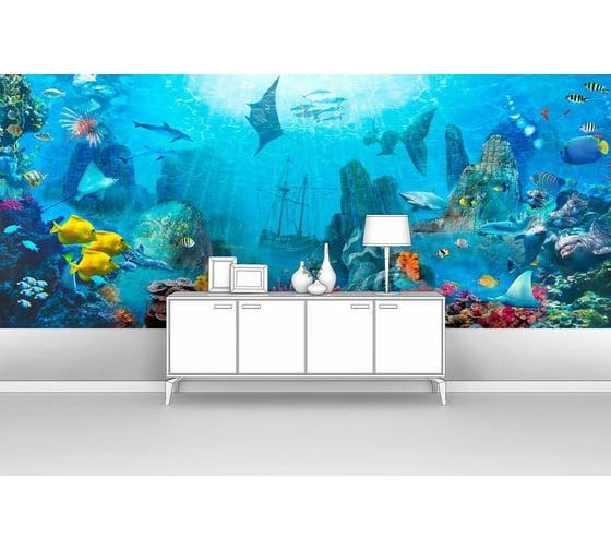 Изображение товара Фотообои море "Подводный мир с затонувшим кораблем" 400x165 ШxВ ООО Первое ателье pw94528-4