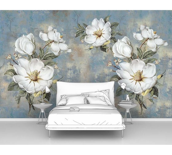 Изображение товара Фотообои цветы "Бутоны на потертой стене" 160x100 ШxВ ООО Первое ателье pw135983-1