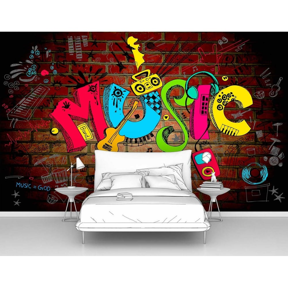 Изображение товара Фотообои Граффити music 400x250 ШxВ на флизелиновой основе влагостойкие моющиеся