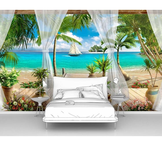 Изображение товара Фотообои серии море "На деревянной террасе" 300x190 ШxВ ООО Первое ателье pw136037-3