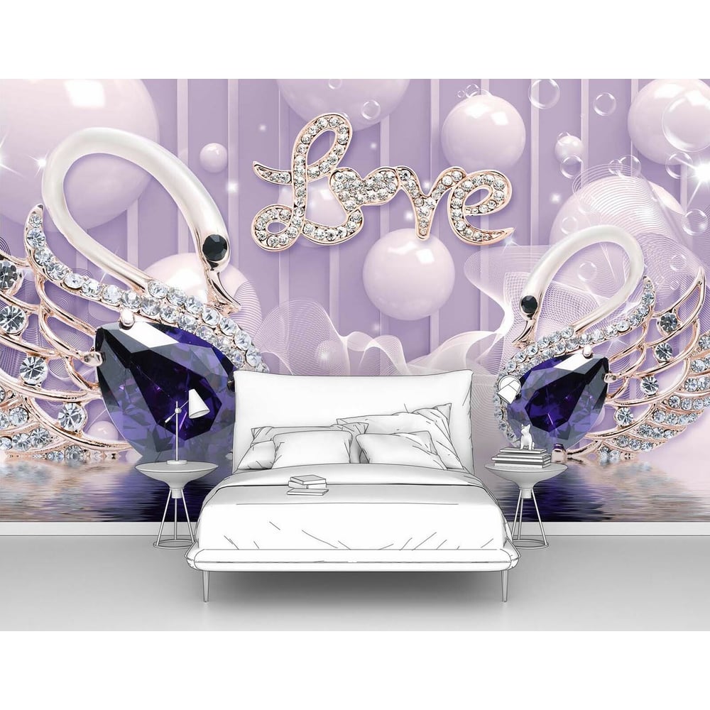 Изображение товара Фотообои Два лебедя Love 400x250 мм для стильного интерьера