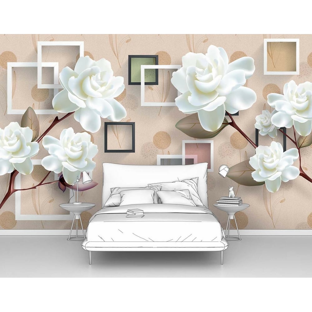 Изображение товара Фотообои 3d абстракции Белые объемные цветы 400x250 см винил флизелин
