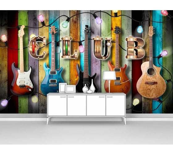 Изображение товара Фотообои лофт "Гитарная стена" 300x180 ШxВ ООО Первое ателье pw95051-3