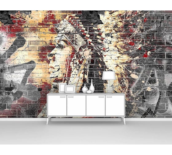 Изображение товара Фотообои "Девушка-индеец. Граффити" 400x250 ШxВ ООО Первое ателье pw139304-4